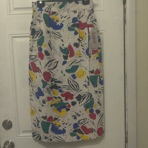 LE MONDE Vintage 1980s Skirt Size 10 100% Cotton Abstract Multicolor Made In USA